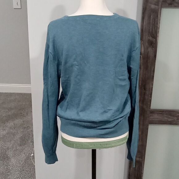J Crew slim 100% cotton long sleeve blue ribbed sweater size large - Picture 3 of 3